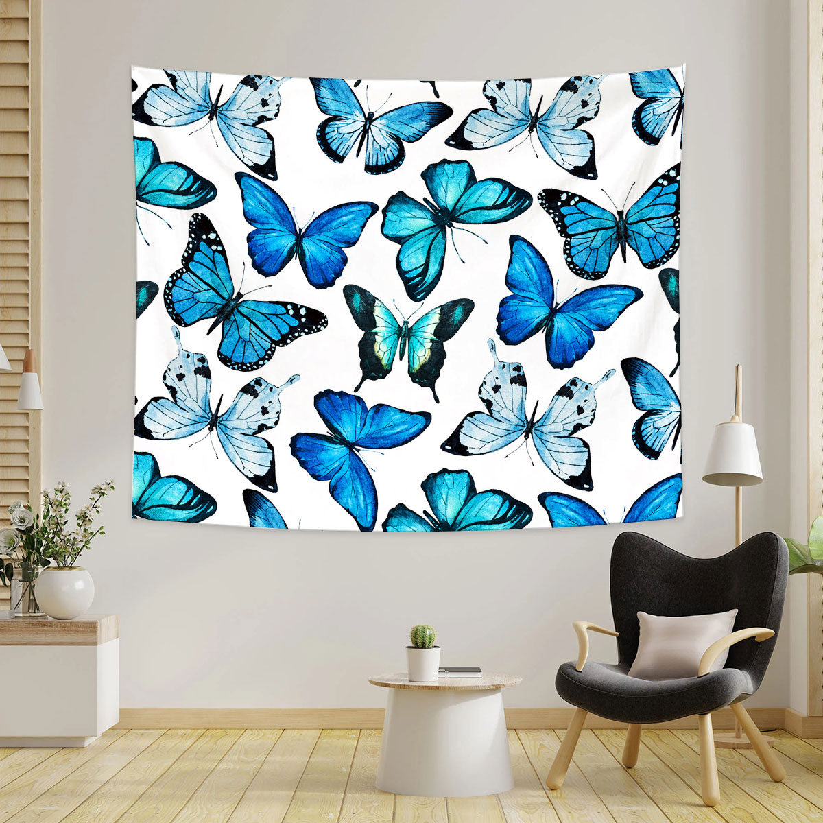 White Blue Butterfly Tapestry_1_2.1