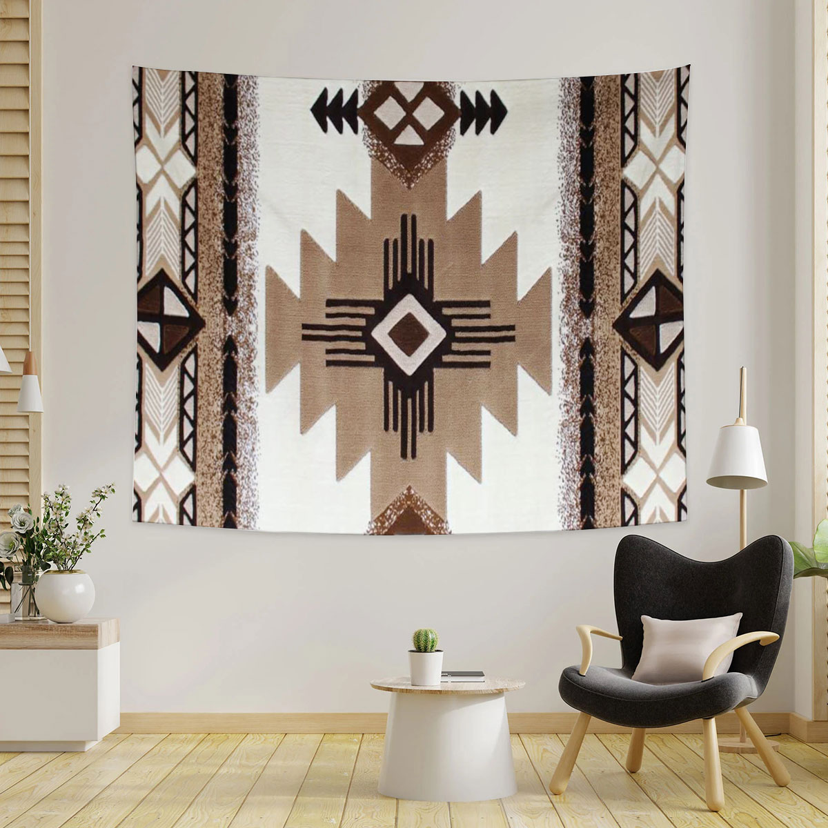 White Brown Native American Tapestry_1_2.1