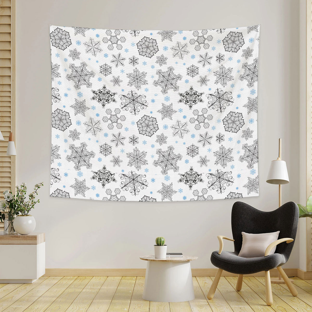 White Snowflake Winter Tapestry_1_2.1