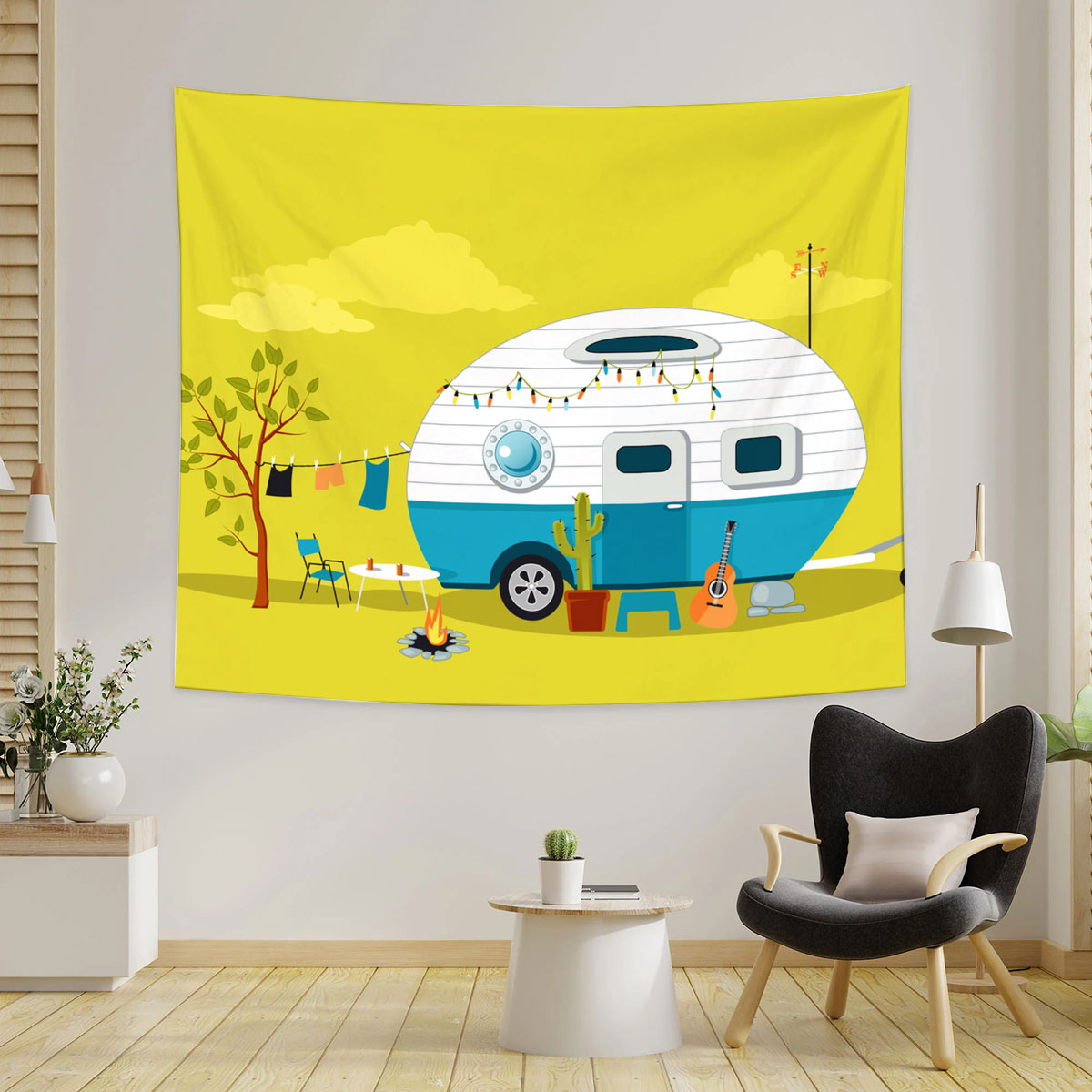 Yellow Camping Car Tapestry_1_2.1