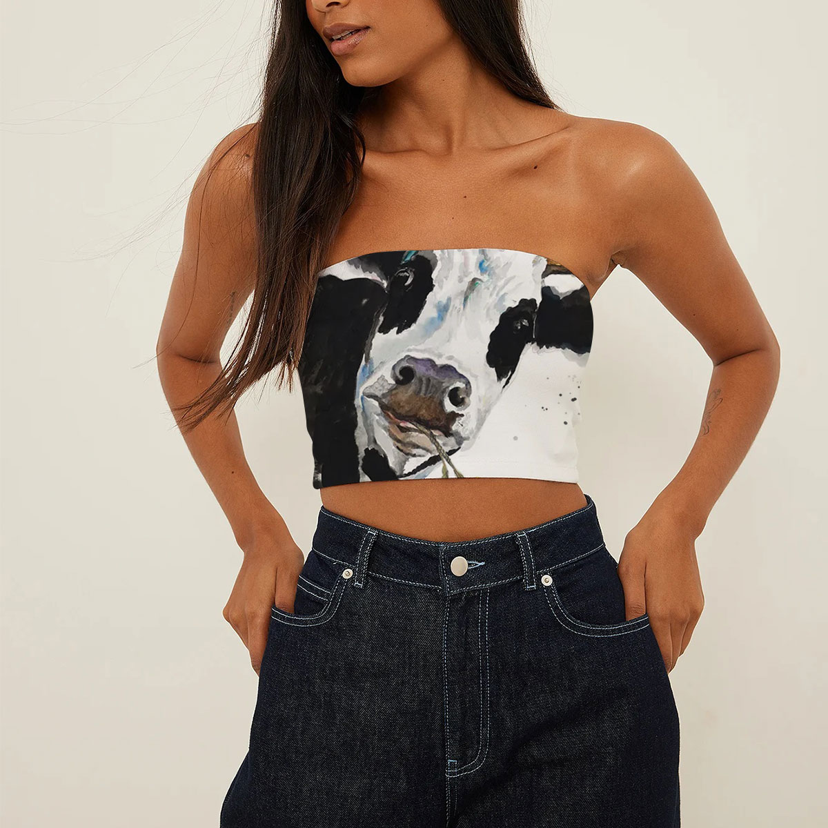 Cow Hold Flower Tube Top_1_2.1