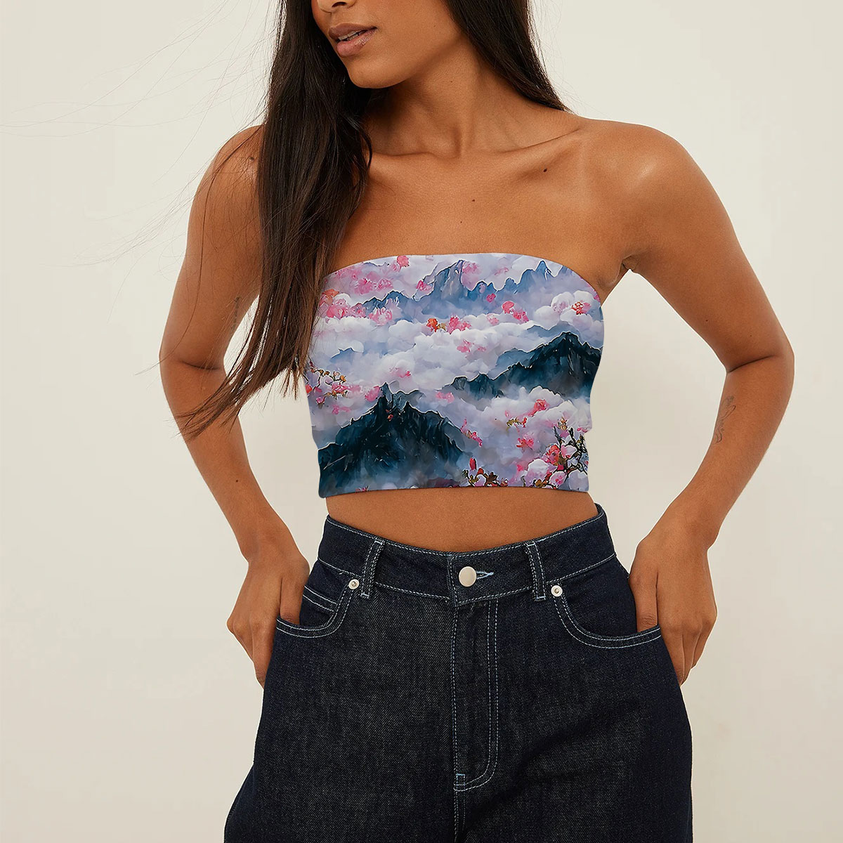 Watercolor Abstract Blossom Tube Top_1_2.1