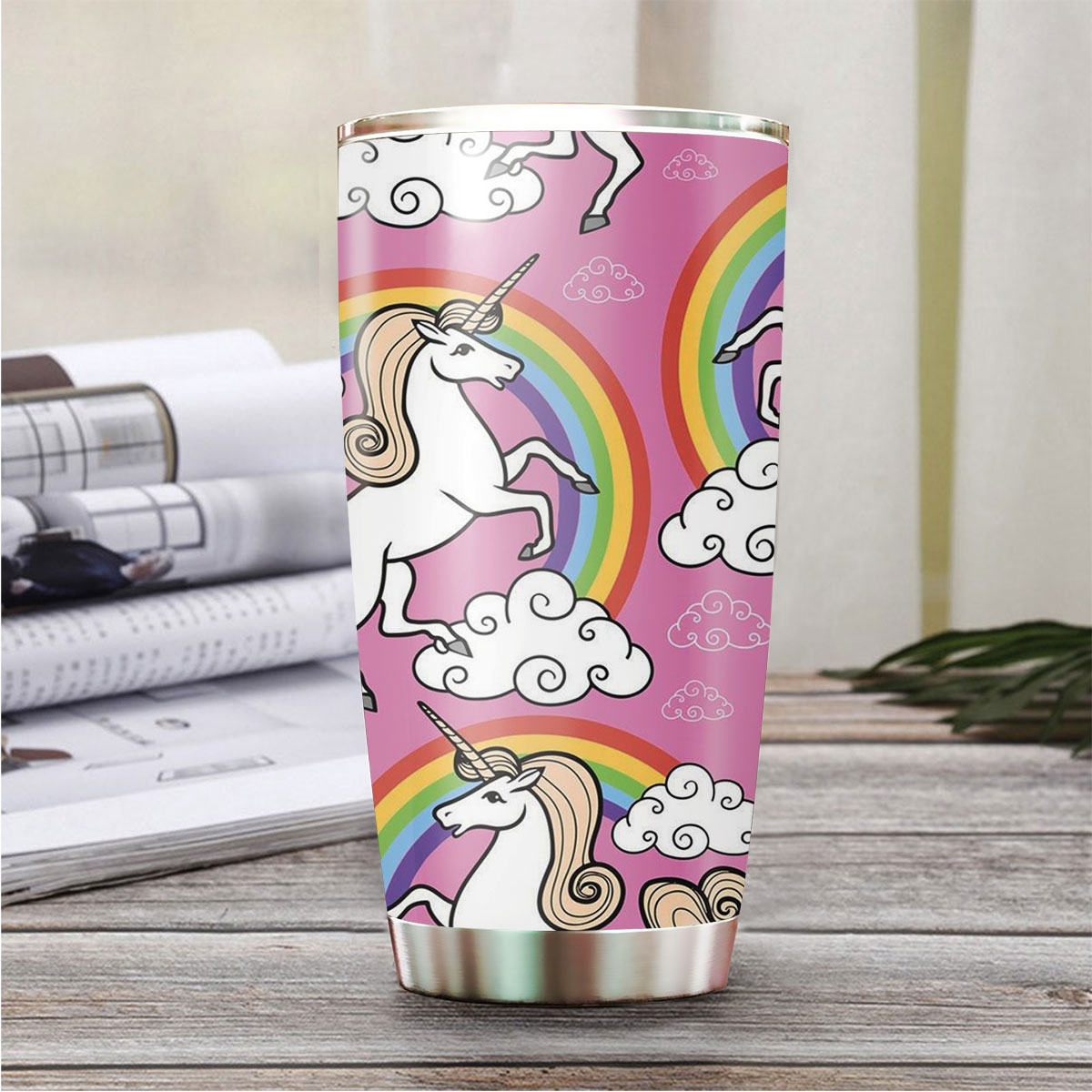 Pink Rainbow Unicorn Tumbler_1_2.1