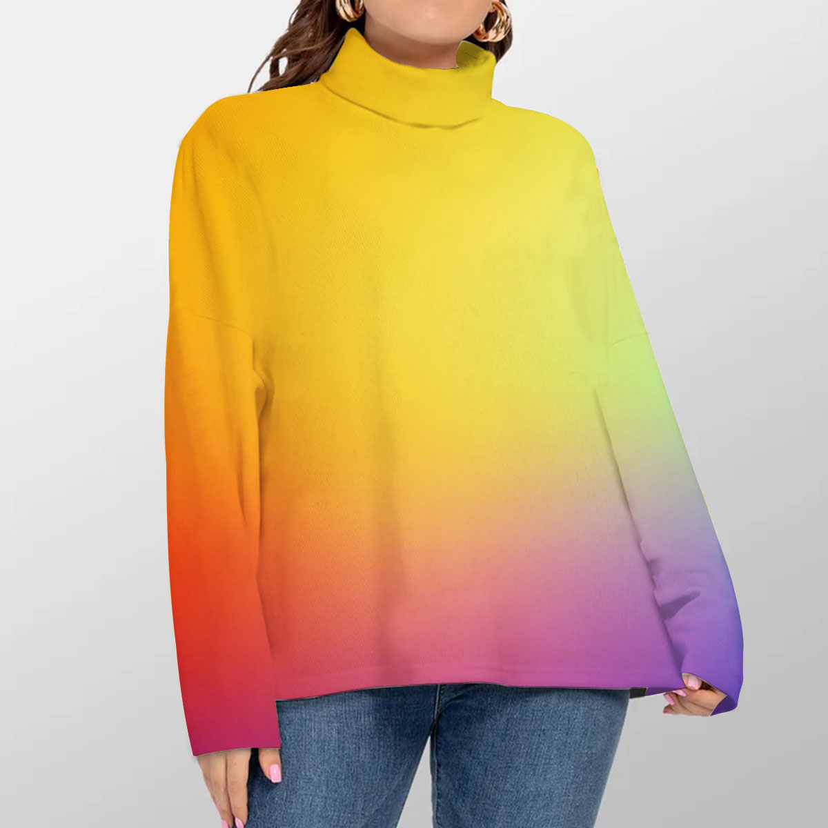 Colorful Rainbow Turtleneck Sweater_1_2.1