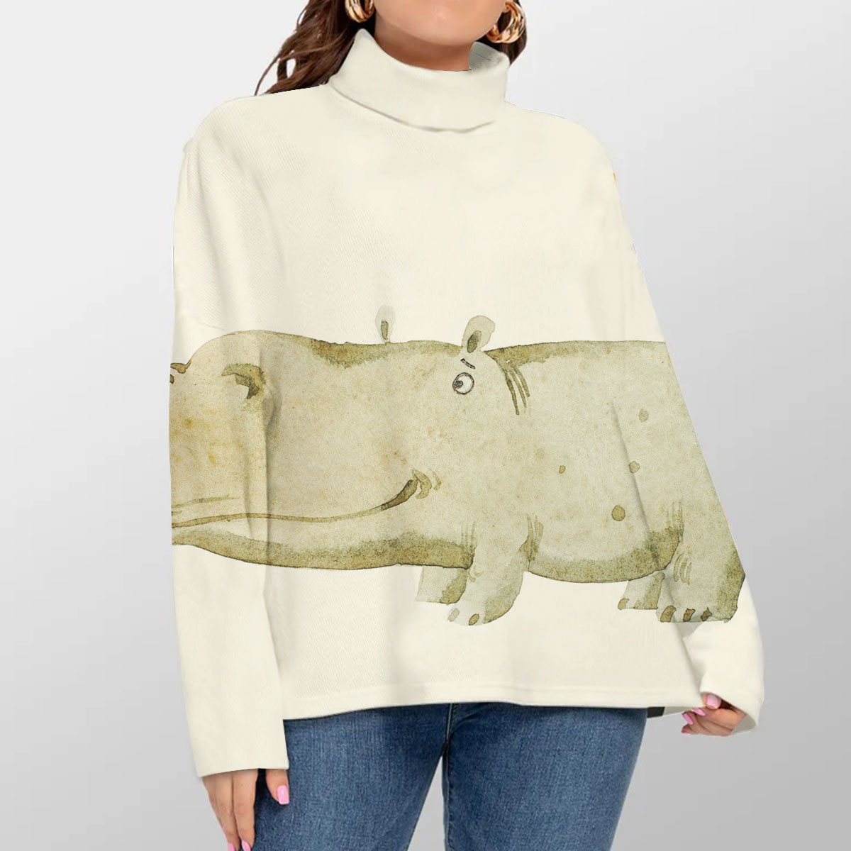 Cute Hippo Turtleneck Sweater_1_2.1