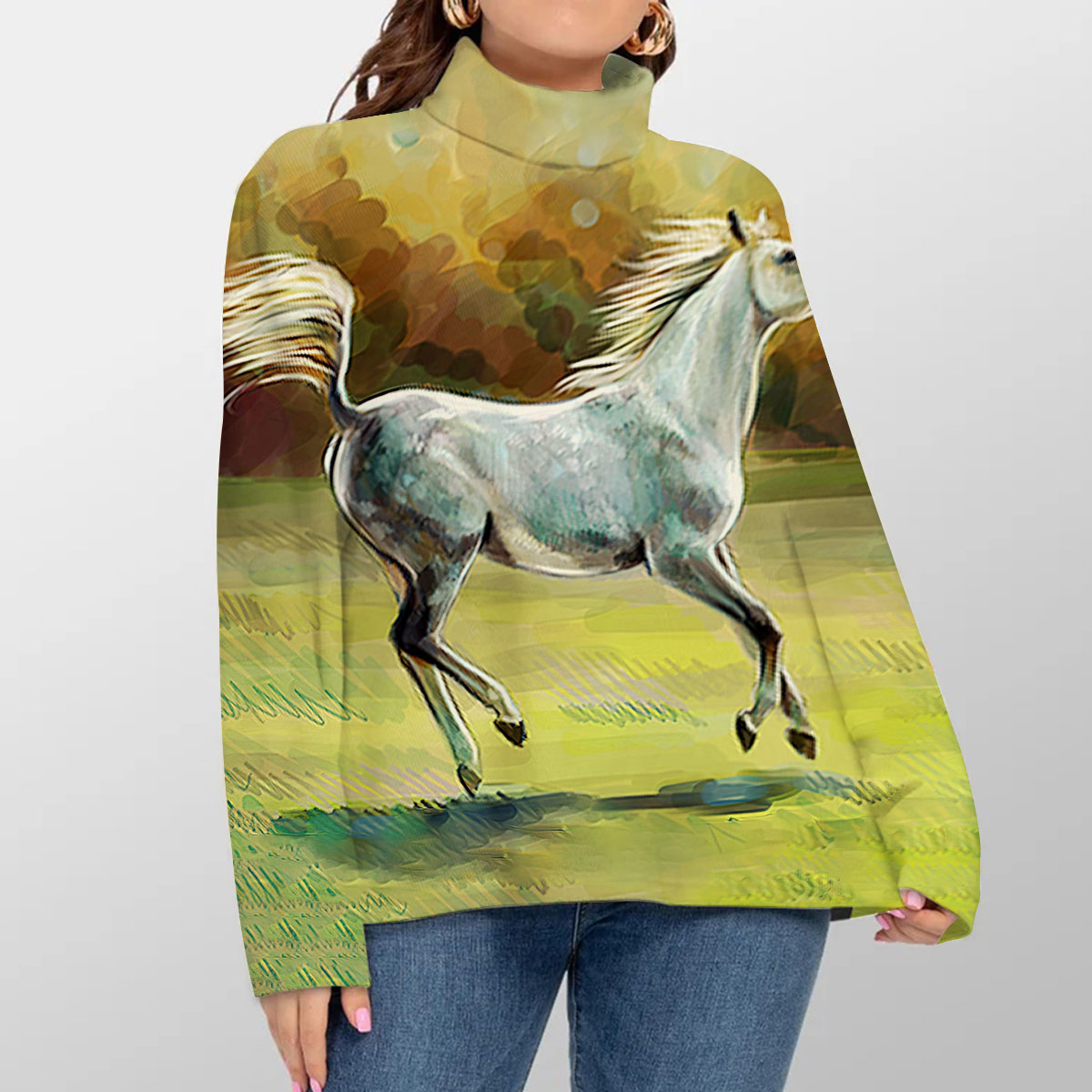 Drawing Of Horse Turtleneck Sweater_1_2.1