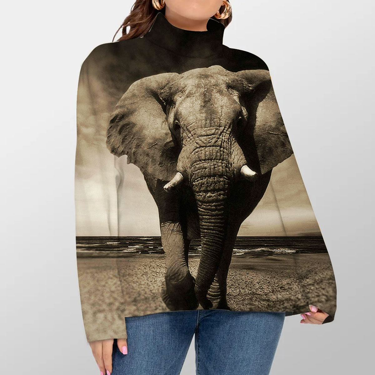 Elephant In The Wild Turtleneck Sweater_1_2.1