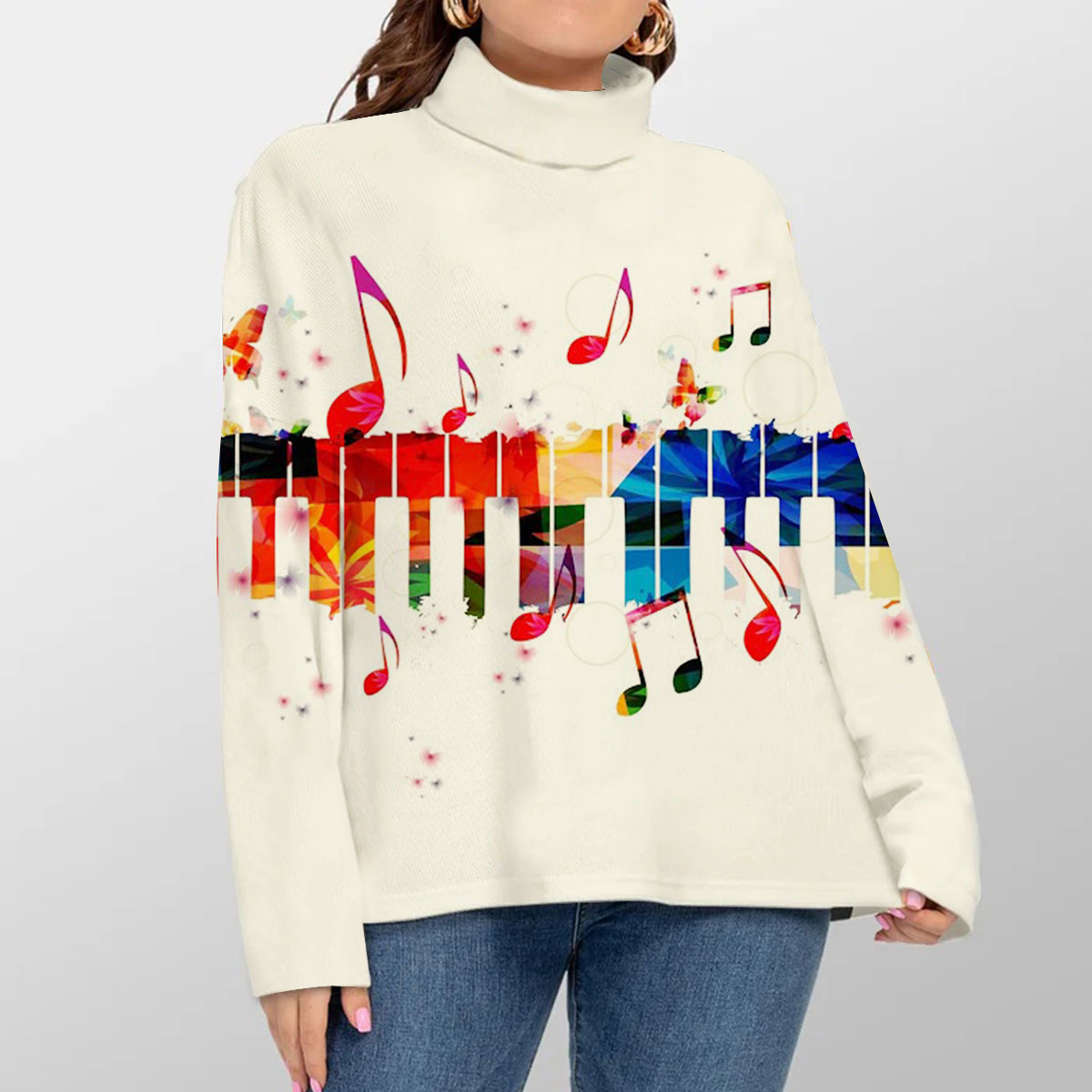 Watercolor Music Note Turtleneck Sweater_1_2.1