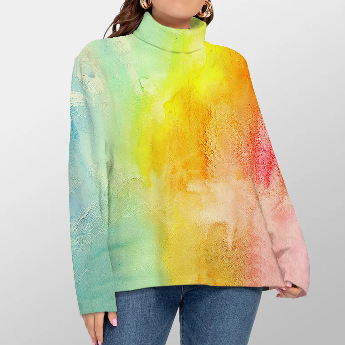Watercolor Rainbow Turtleneck Sweater_1_2.1