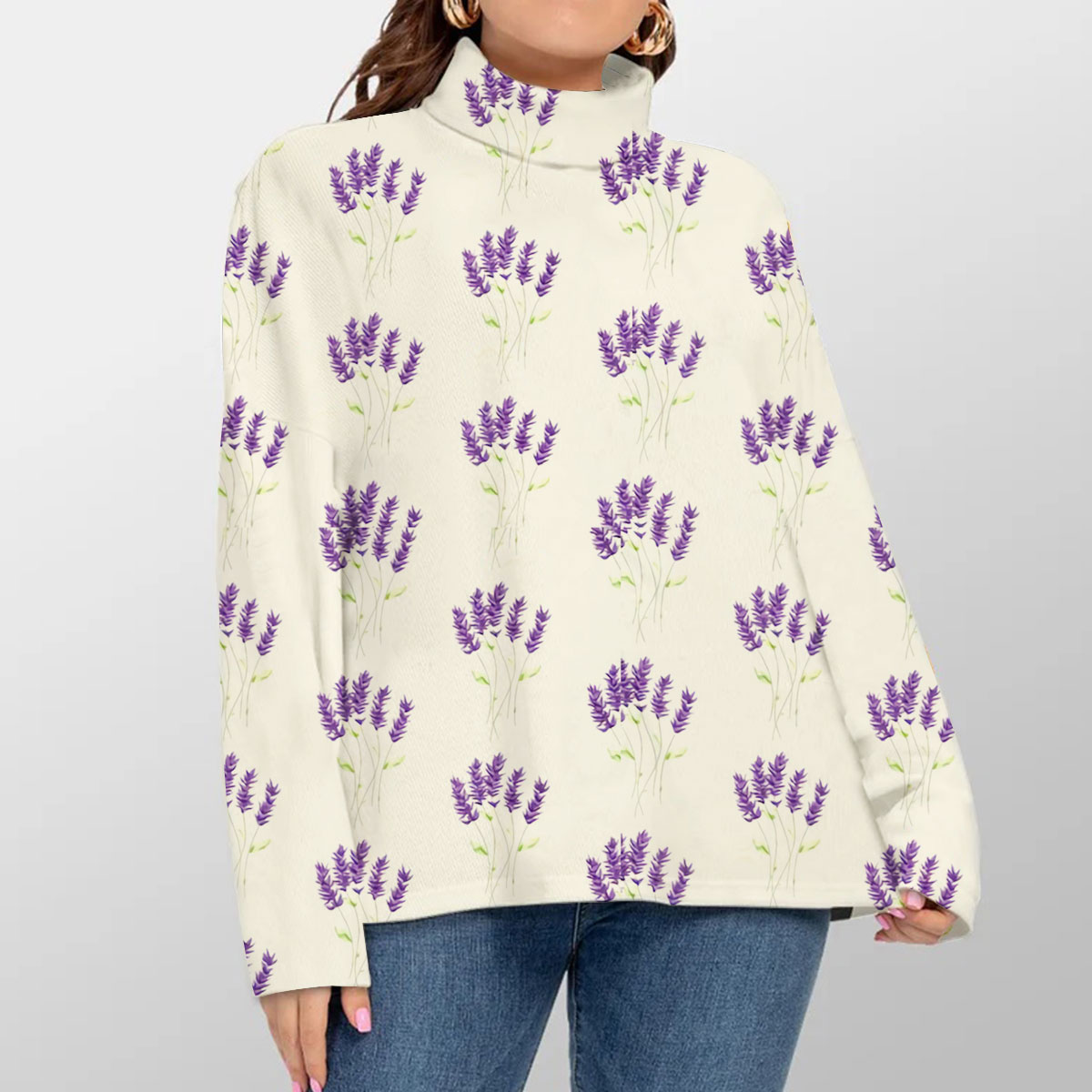 White Purple Lavender Turtleneck Sweater_1_2.1