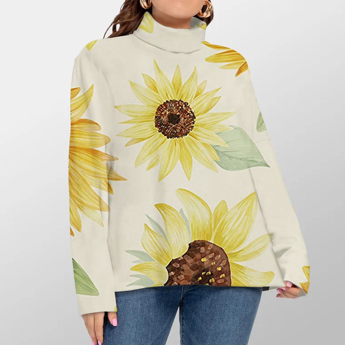 White Sunflower Turtleneck Sweater_1_2.1