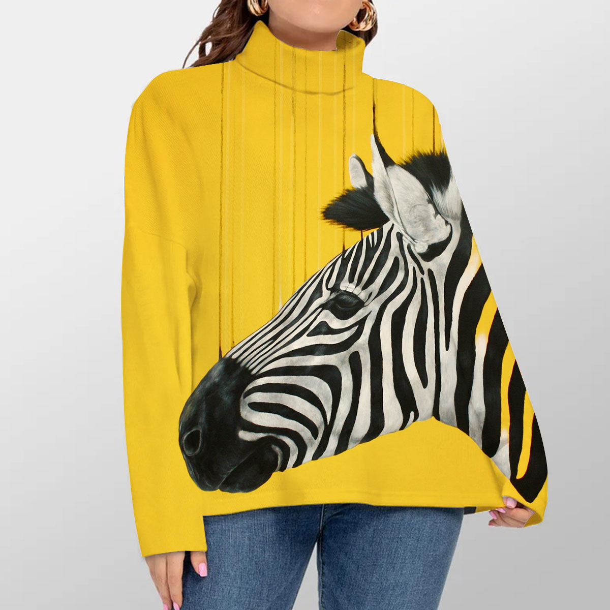 Zebra Abstract Turtleneck Sweater_1_2.1
