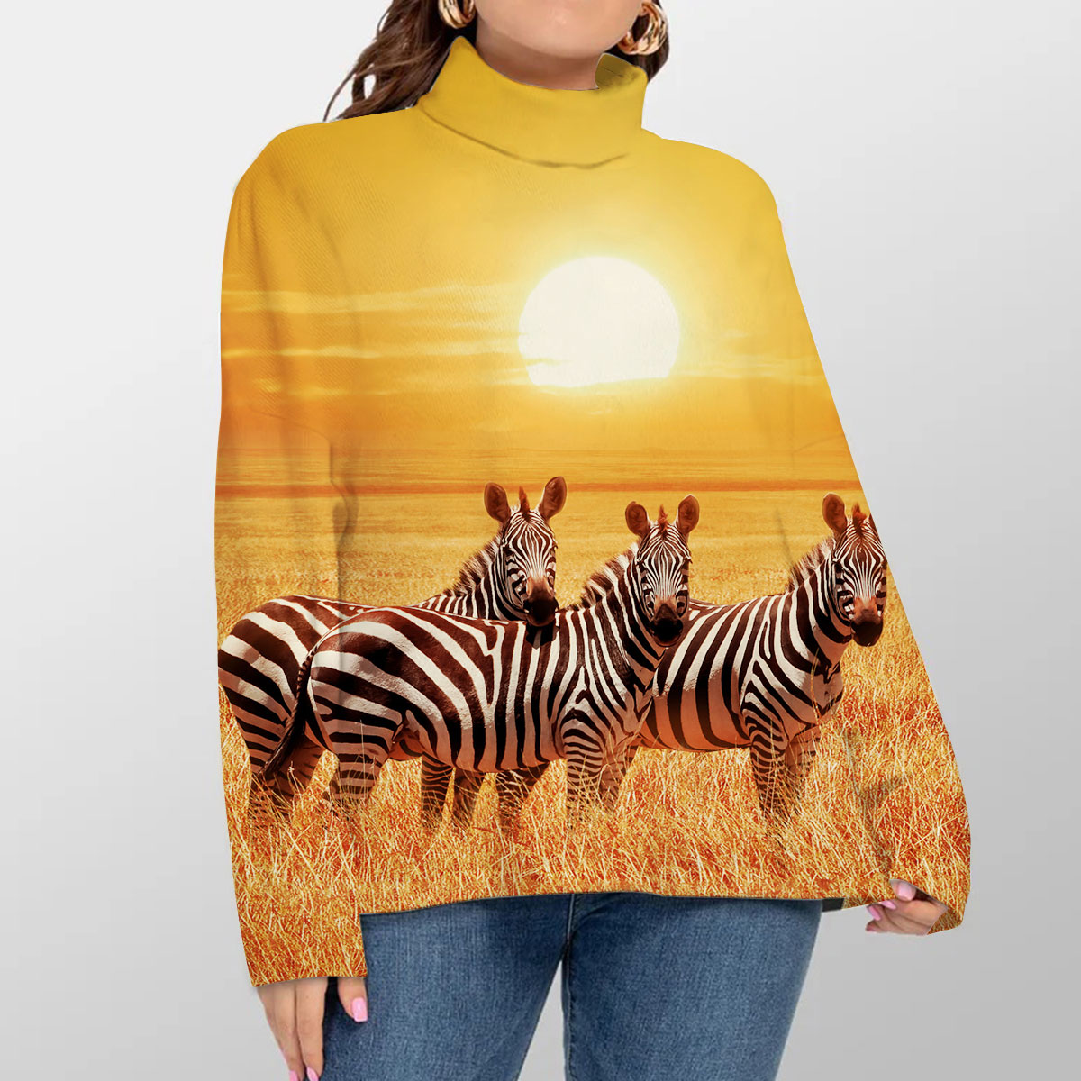 Zebra Under The Sunset Turtleneck Sweater_1_2.1