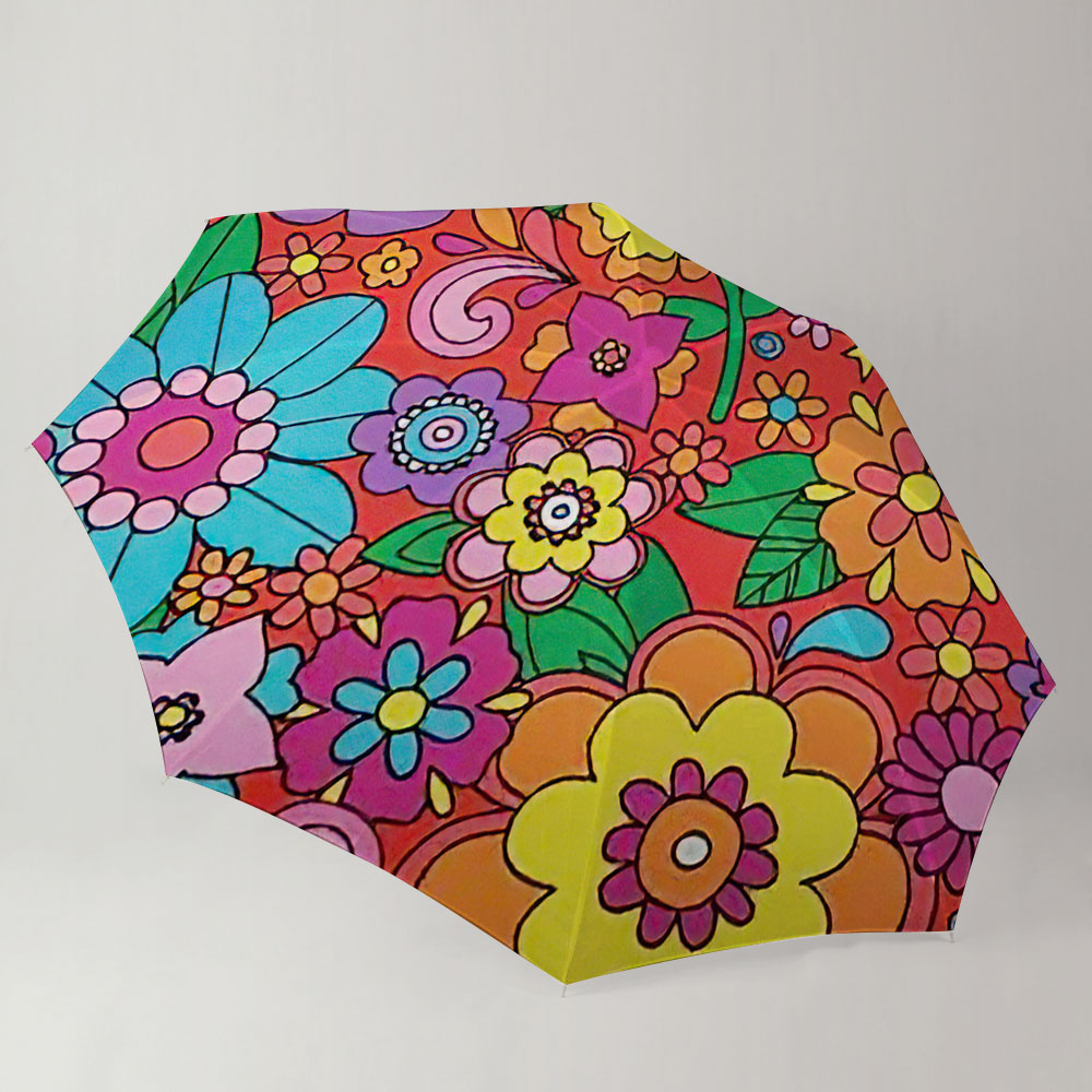 Colourful Floral Hippie Umbrella_1_2.1