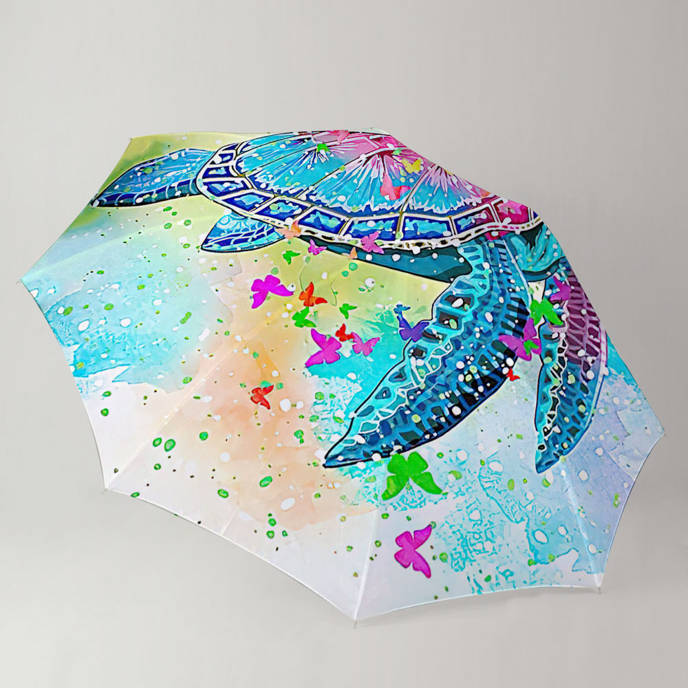 Watercolor Butterfly And Turtle Umbrella_1_2.1