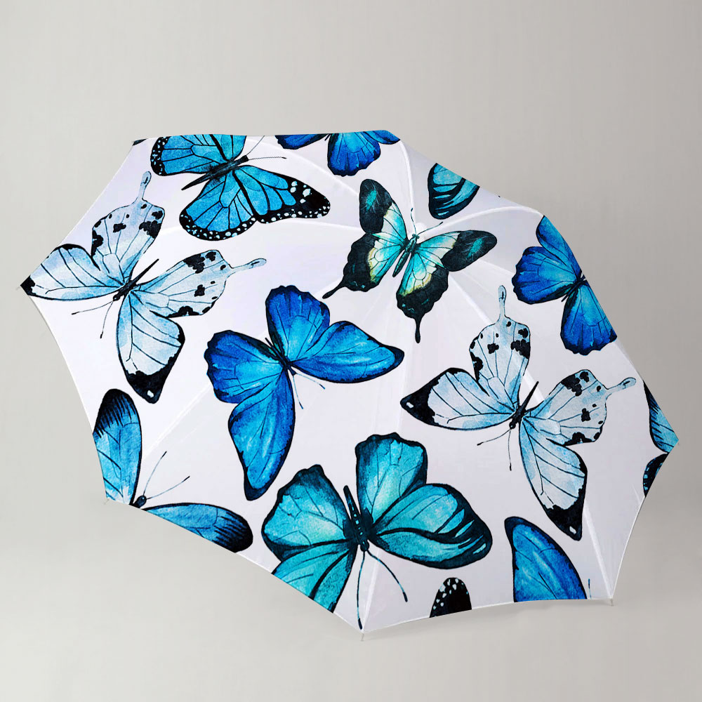 White Blue Butterfly Umbrella_1_2.1