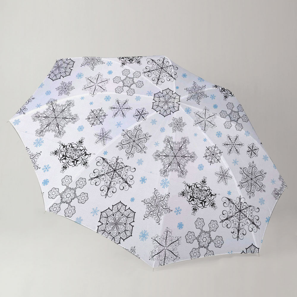 White Snowflake Winter Umbrella_1_2.1