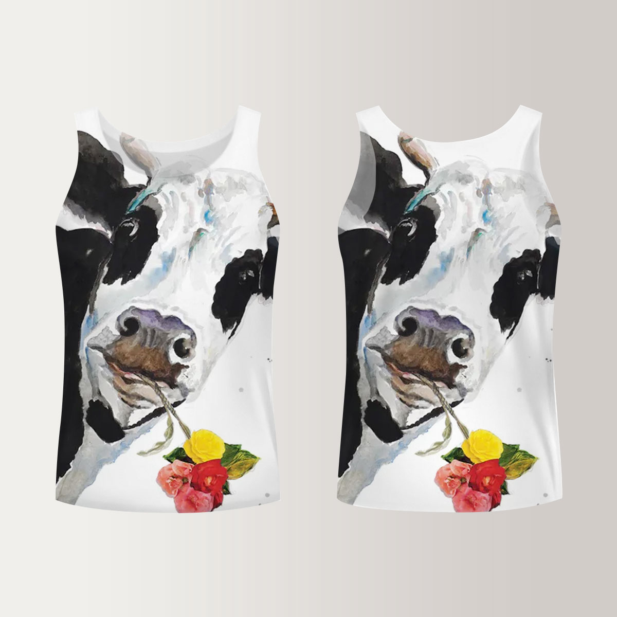 Cow Hold Flower Unisex Tank Top_1_2.1
