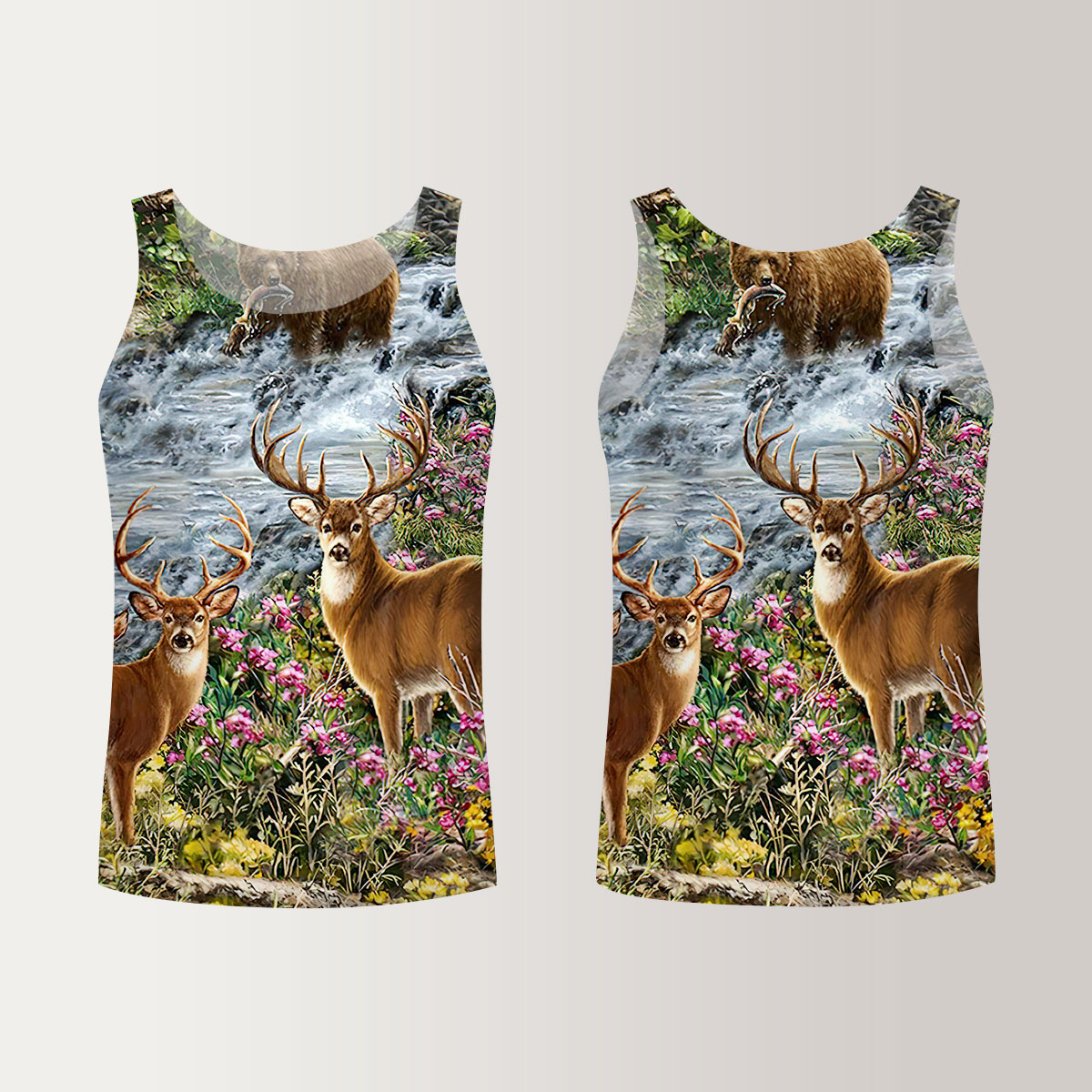 Deer and Bear Forest Hunting Unisex Tank Top_1_2.1