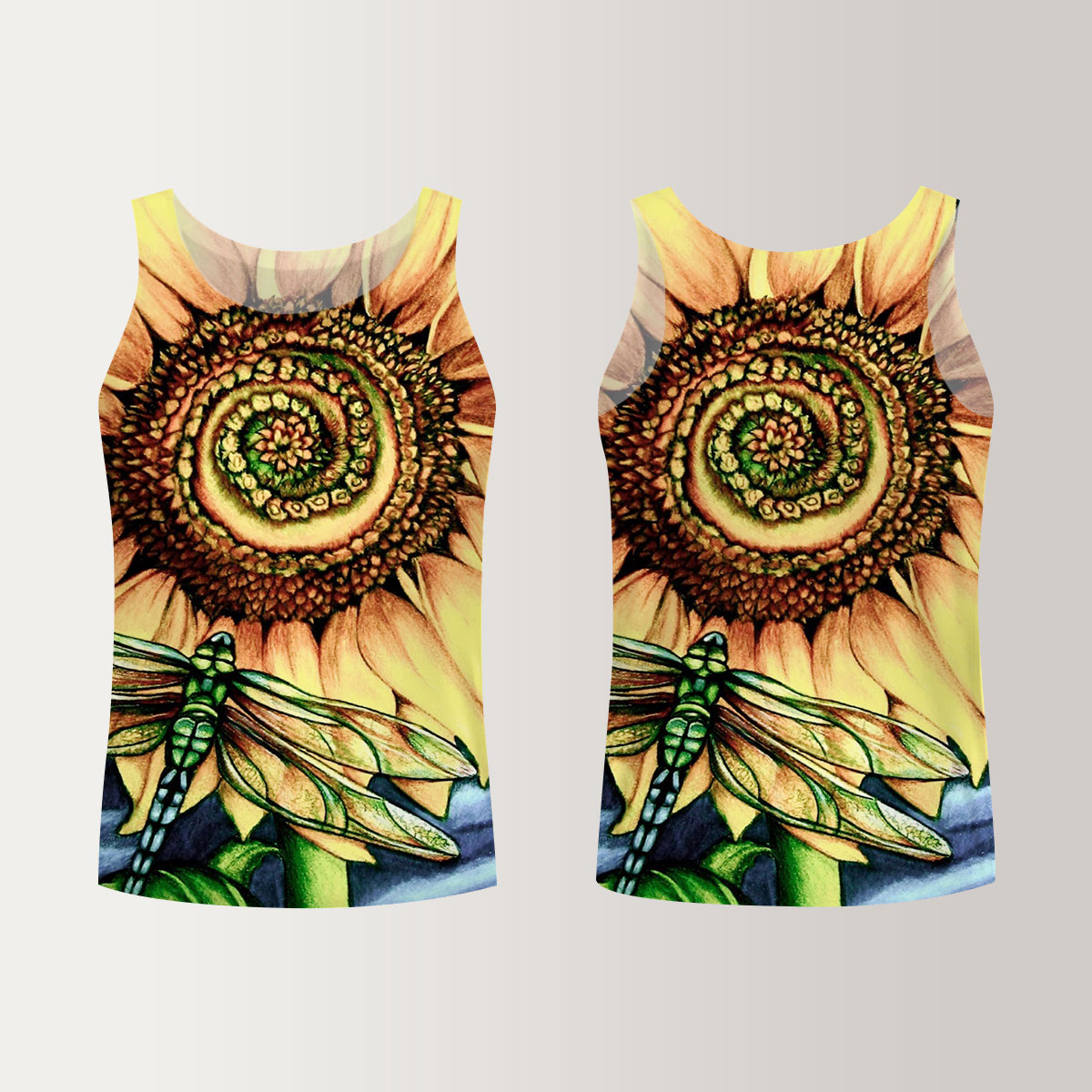 Dragonfly With Sunflower Unisex Tank Top_1_2.1