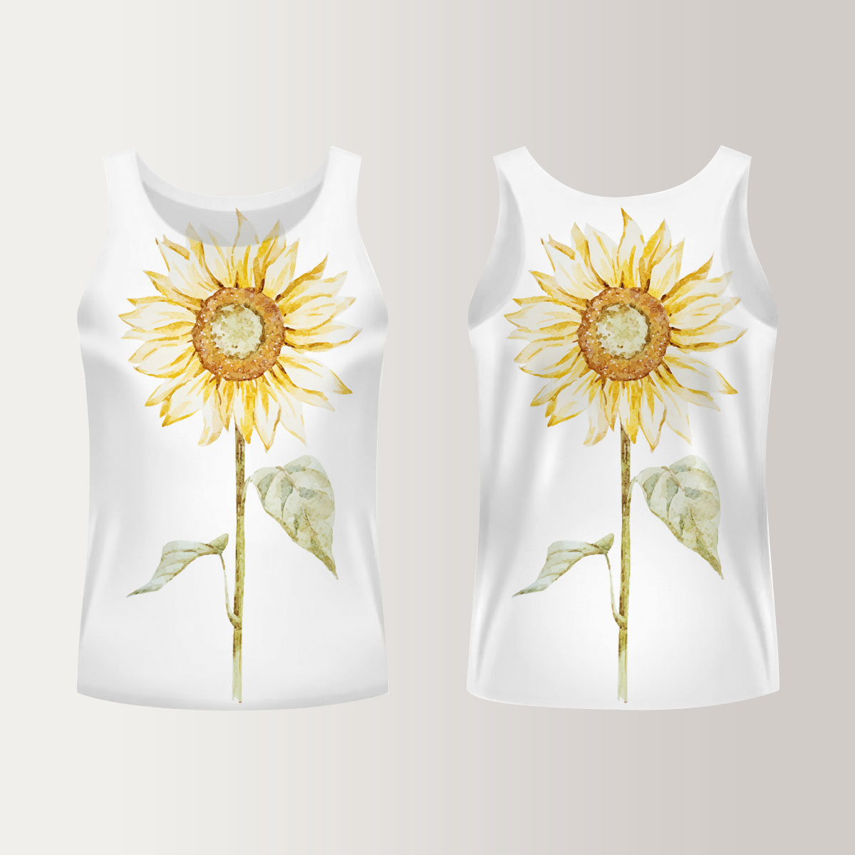 White Beautiful Sunflower Unisex Tank Top_1_2.1