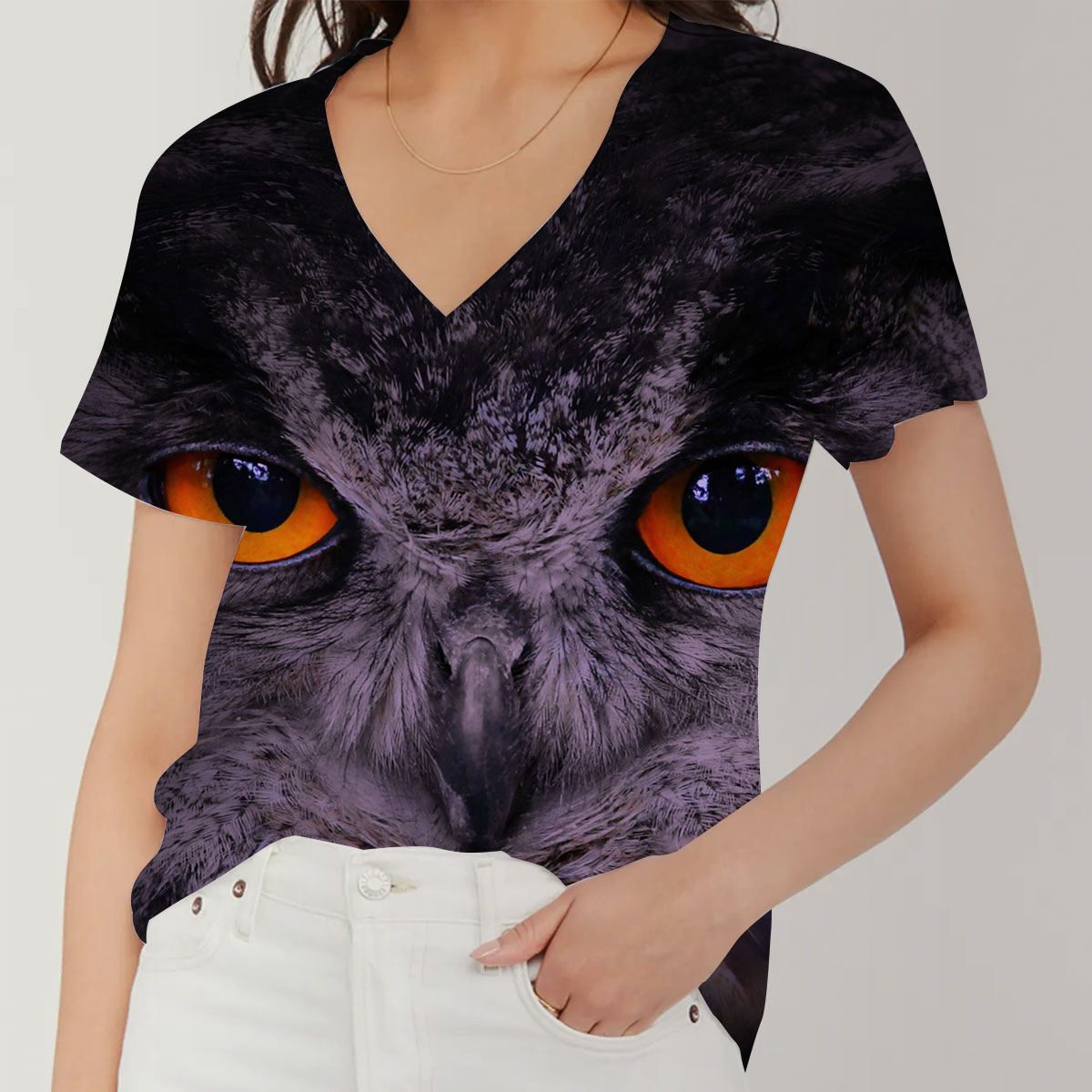 Dark Owl V-Neck Women's T-Shirt_1_2.1