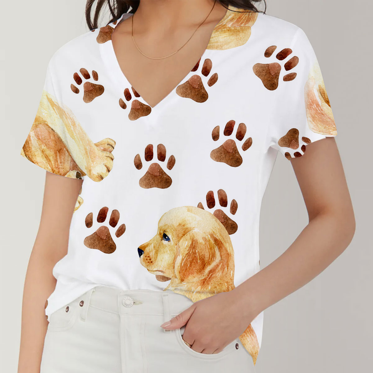 Dog Paw V-Neck Women's T-Shirt_1_2.1