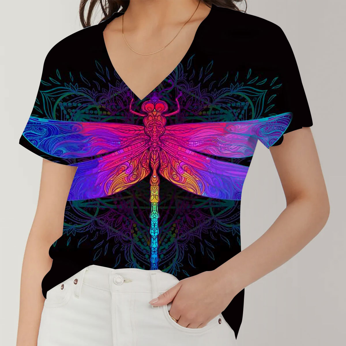 Dragonfly V-Neck Women's T-Shirt_1_2.1