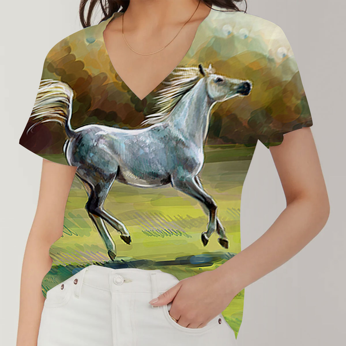 Drawing Of Horse V-Neck Women's T-Shirt_1_2.1