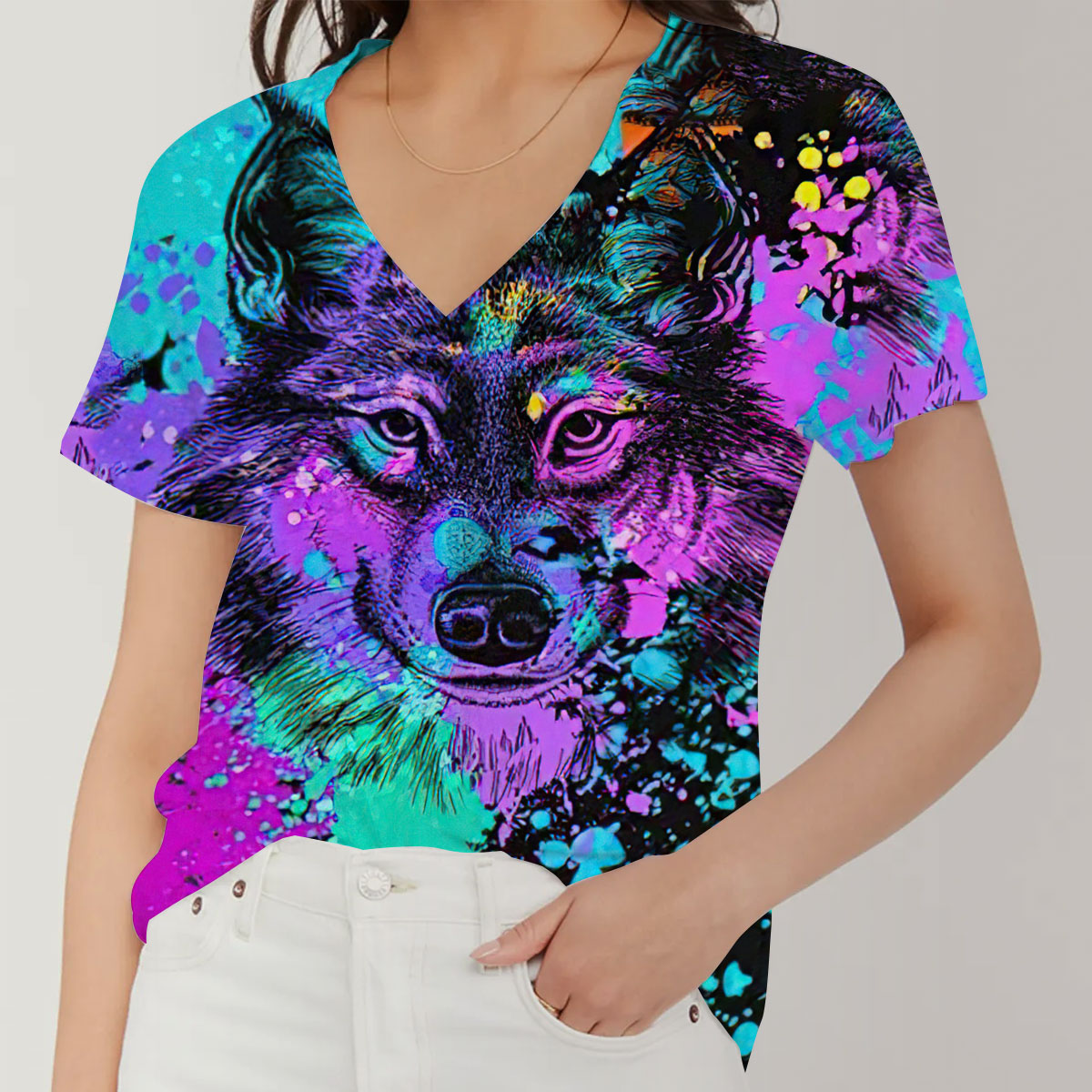 Erosebridal Wolf V-Neck Women's T-Shirt_1_2.1