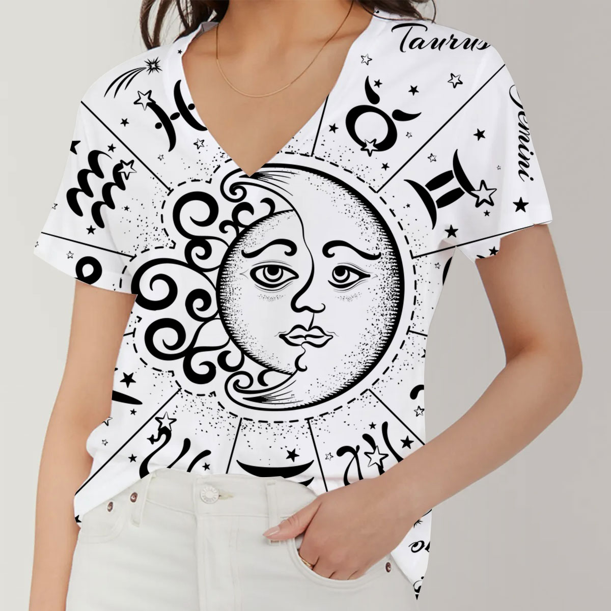 Zodiac Signs V-Neck Women's T-Shirt_1_2.1