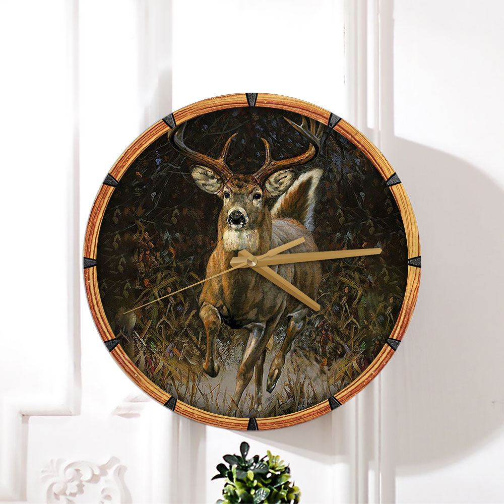 Deer Hunting In The Forest Wall Clock_1_2.1