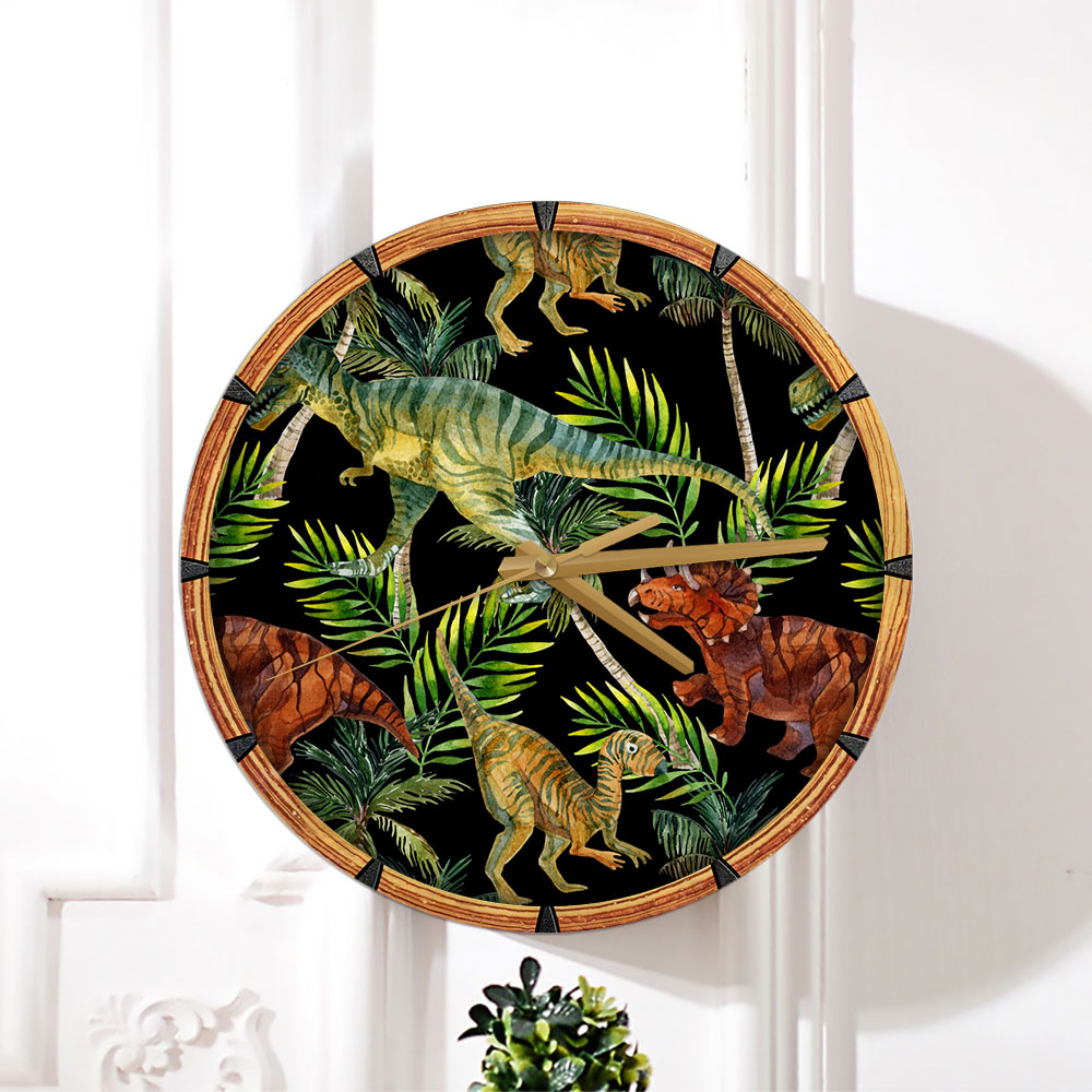 Dinosaur Palm Leaf Wall Clock_1_2.1