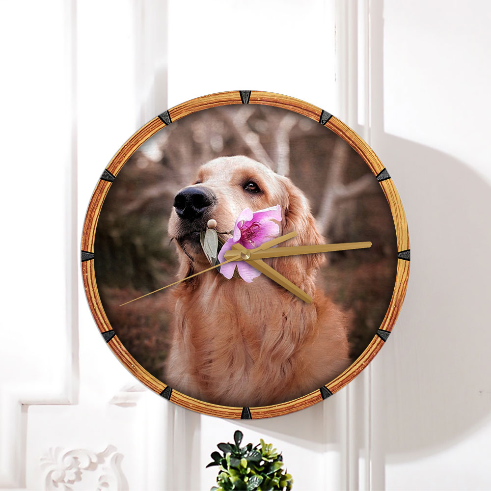 Dog Holding Flower Wall Clock_1_2.1