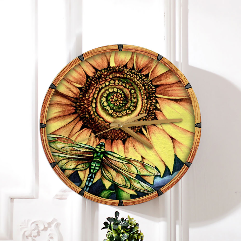 Dragonfly With Sunflower Wall Clock_1_2.1