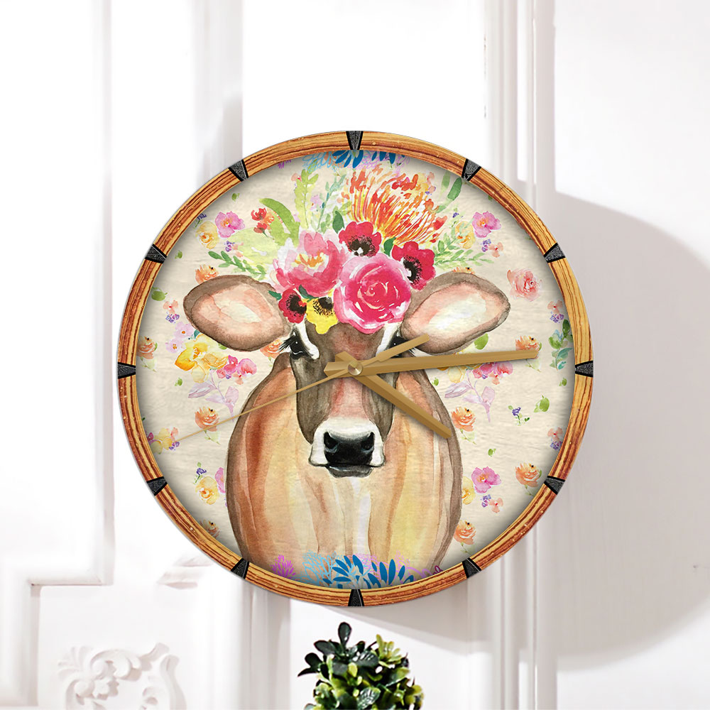 Floral Cow Wall Clock_1_2.1
