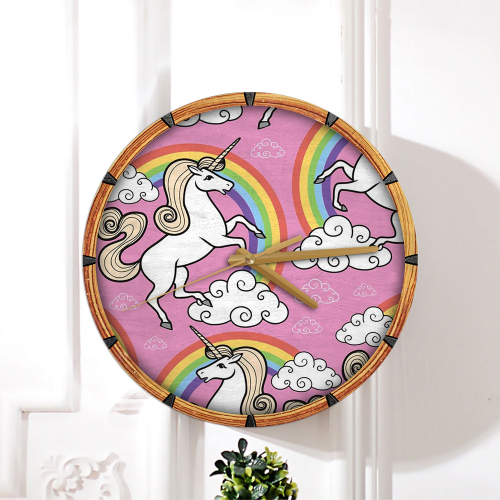 Pink Rainbow Unicorn Wall Clock_1_2.1