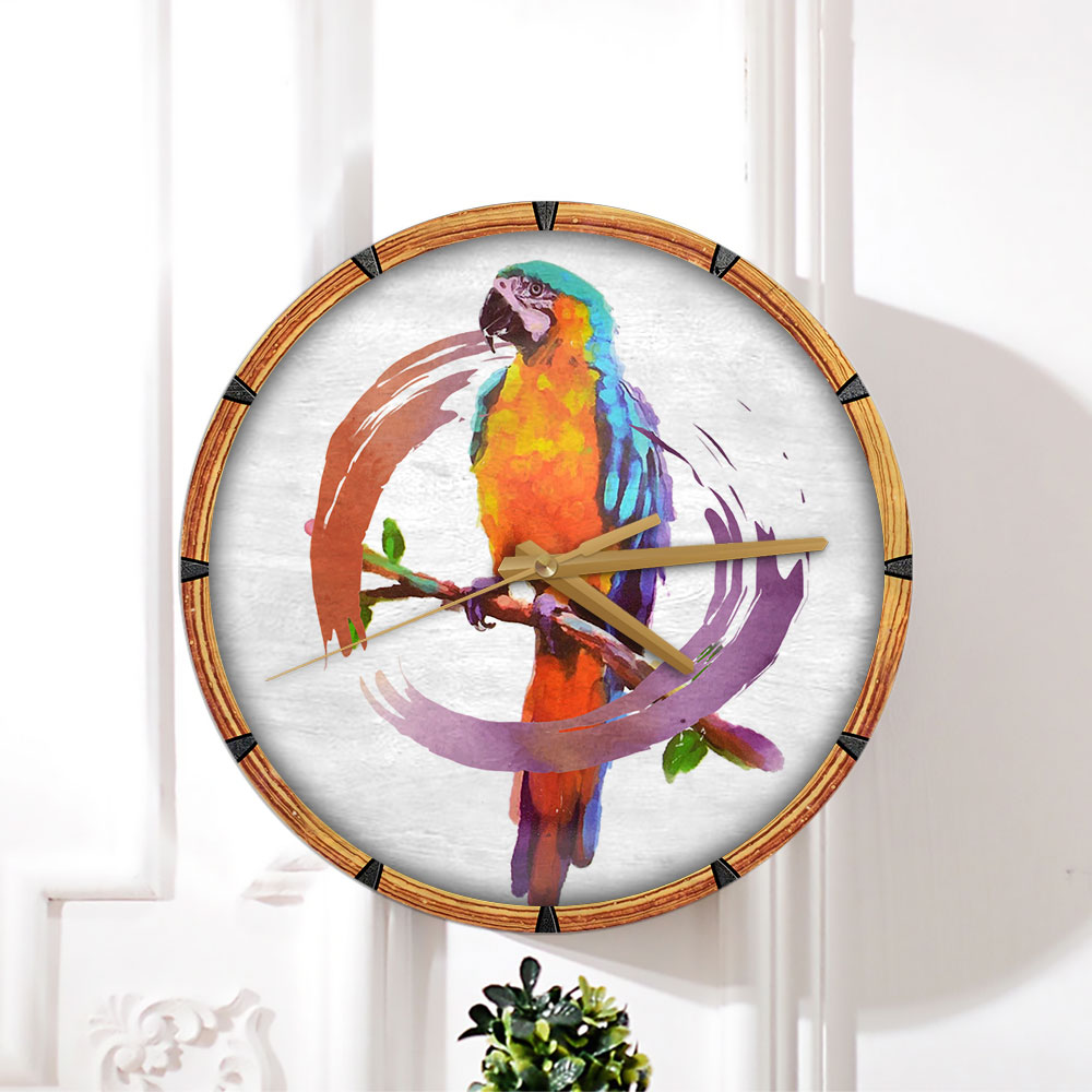 Water Color Parrot Wall Clock_1_2.1