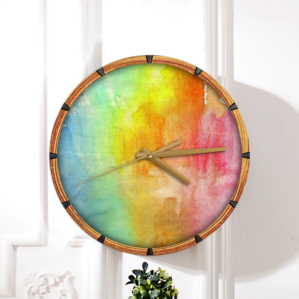 Watercolor Rainbow Wall Clock_1_2.1