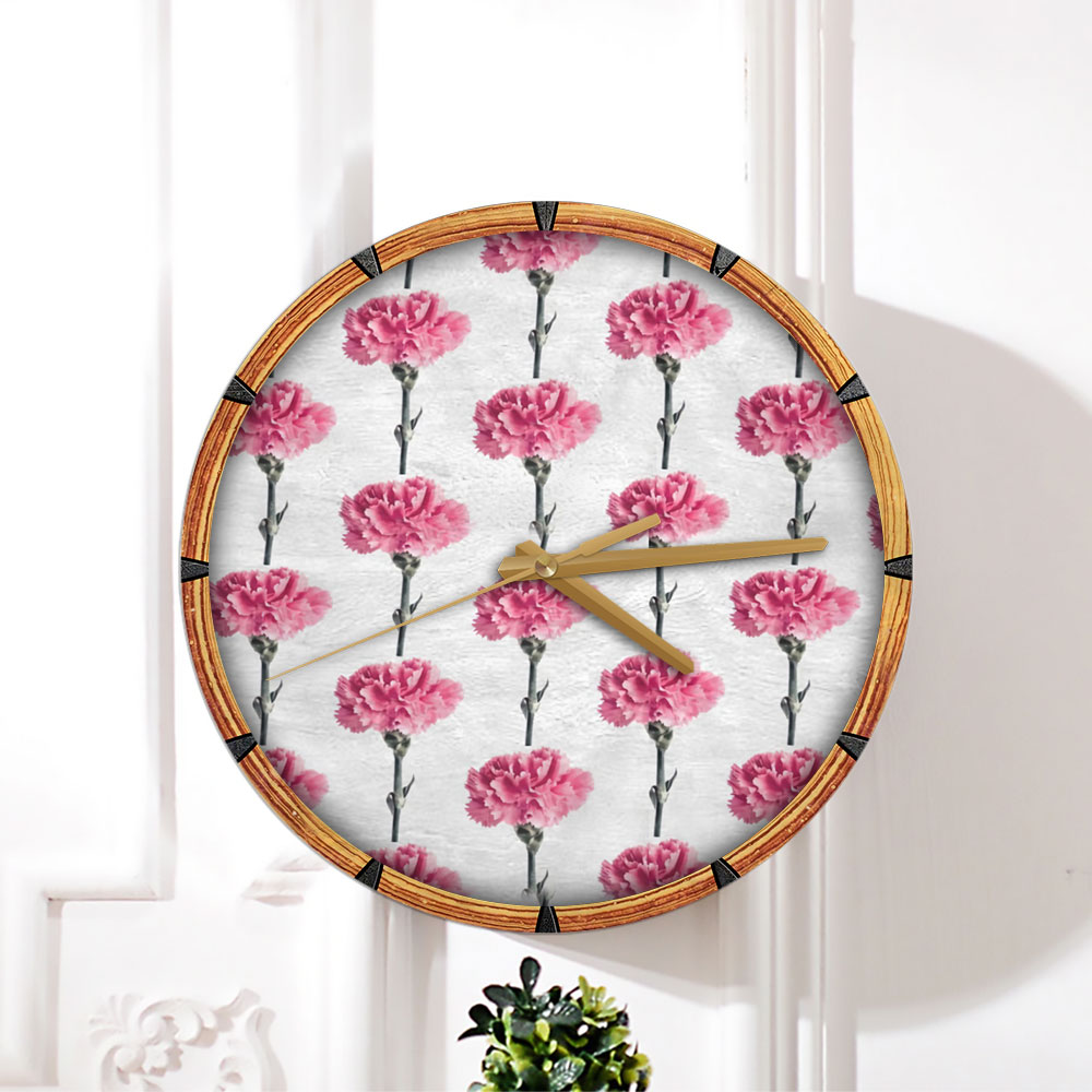 White Pink Carnations Wall Clock_1_2.1