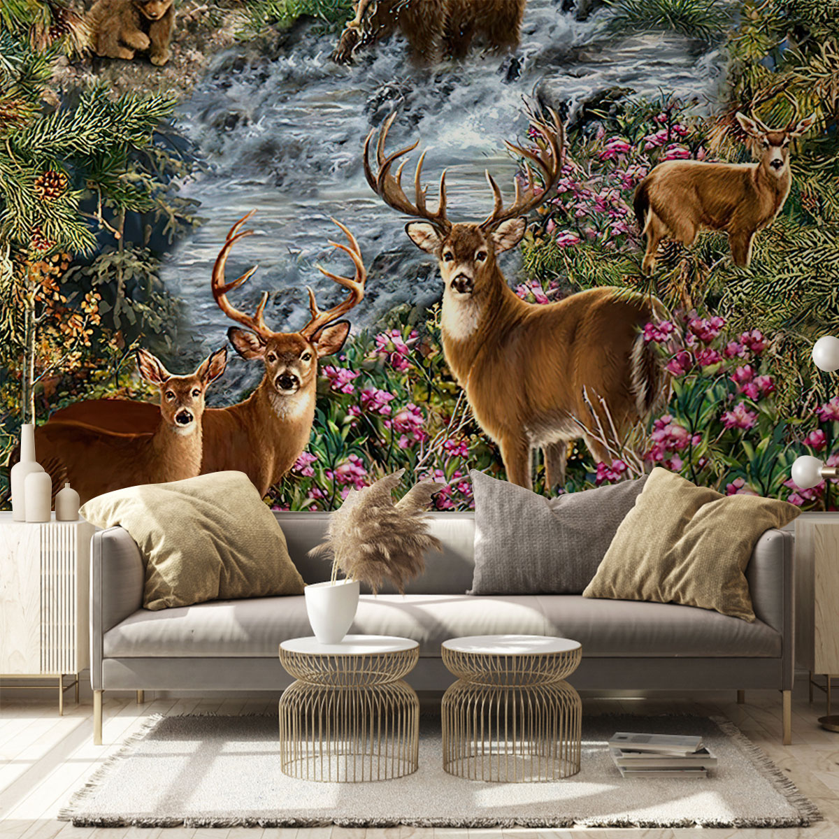 Deer and Bear Forest Hunting Wall Mural_1_2.1