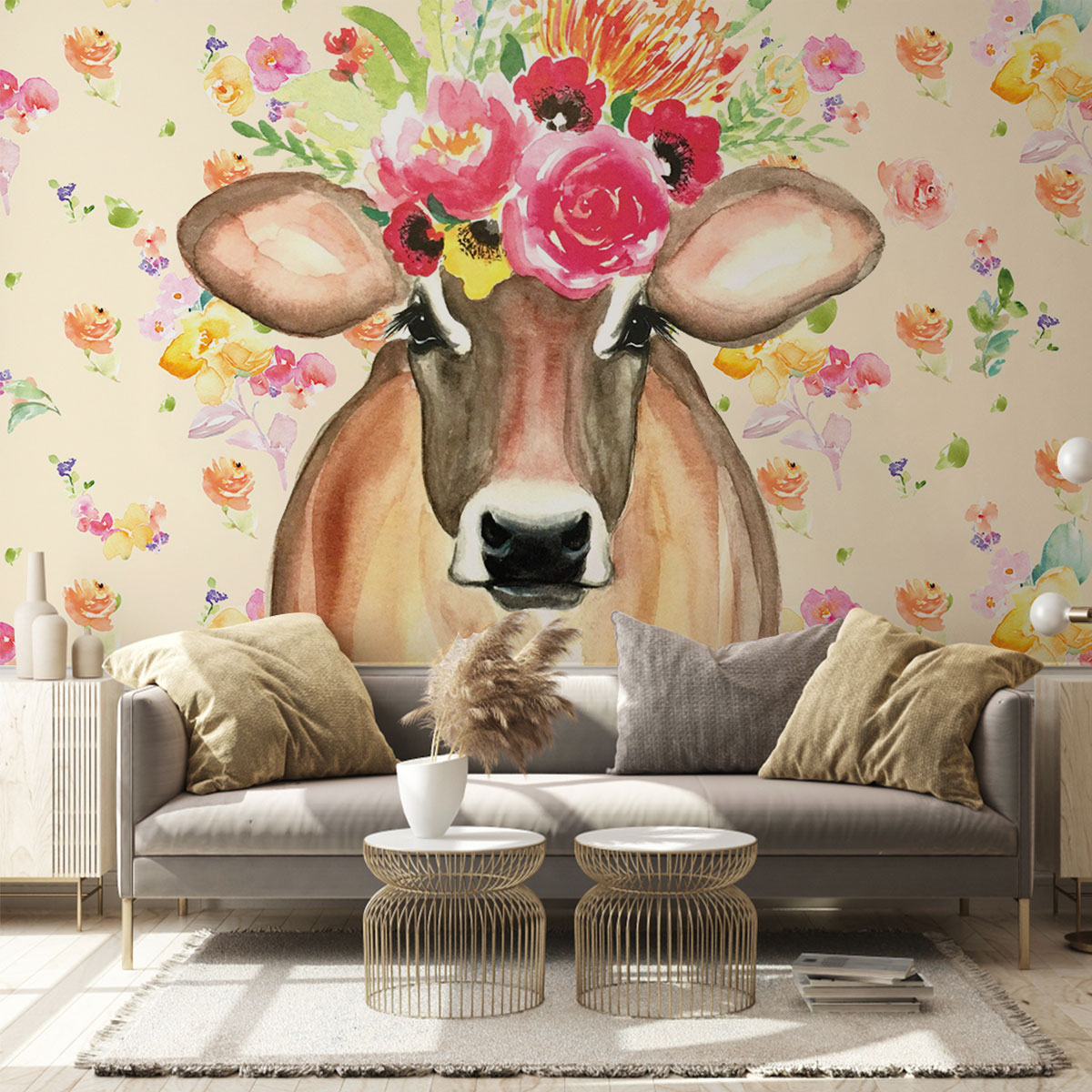 Floral Cow Wall Mural_1_2.1