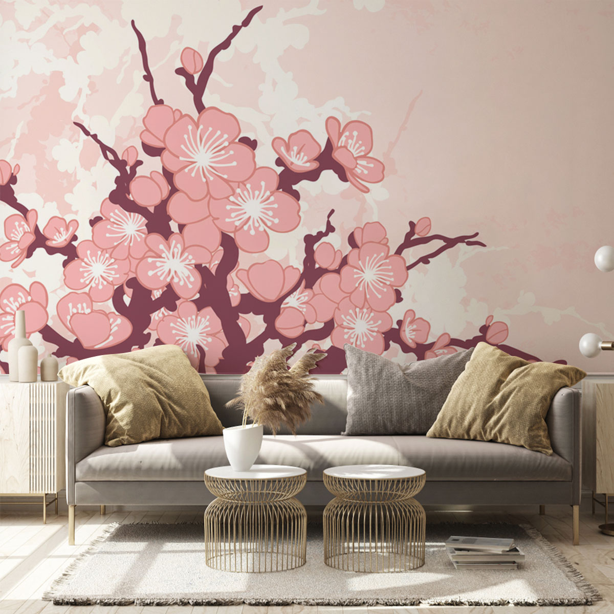 Pink Sakura Flower Wall Mural_1_2.1