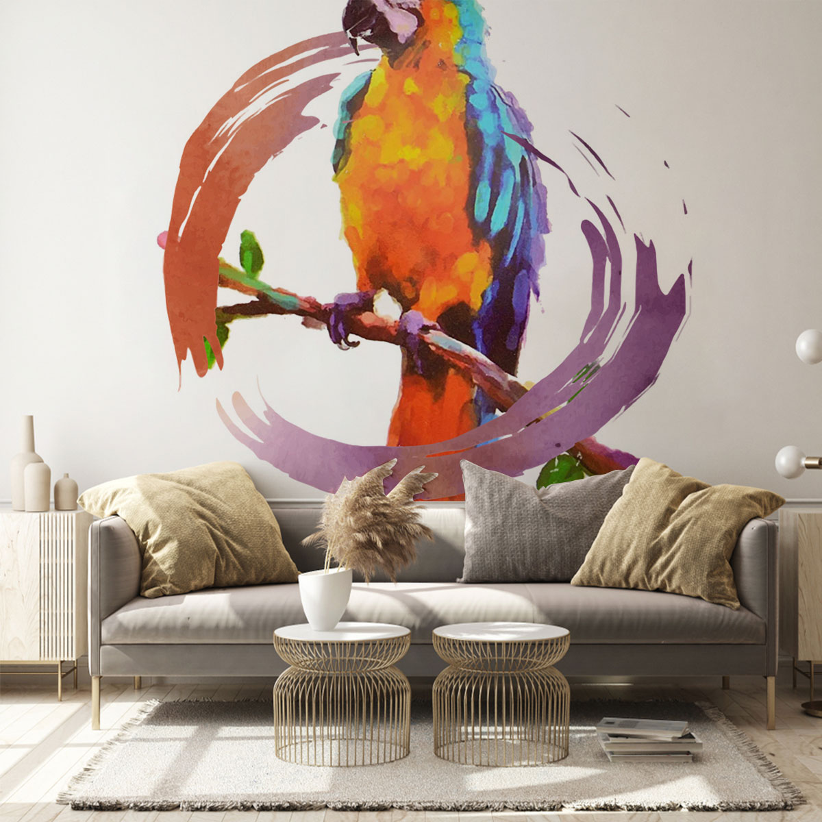 Water Color Parrot Wall Mural_1_2.1