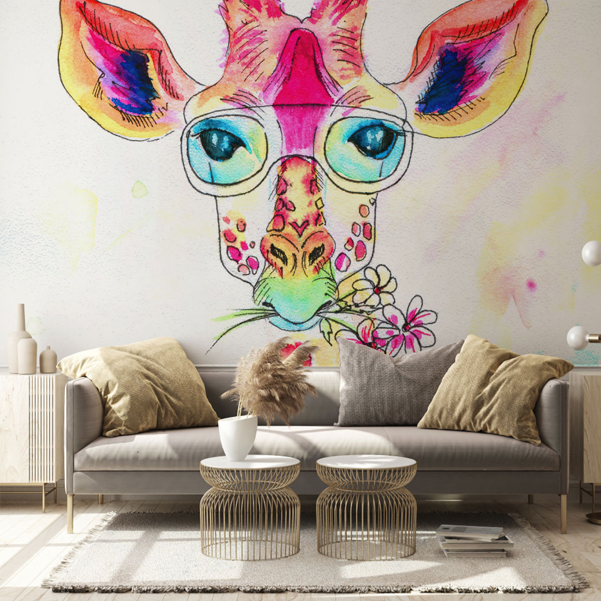 Watercolor Giraffe Wall Mural_1_2.1