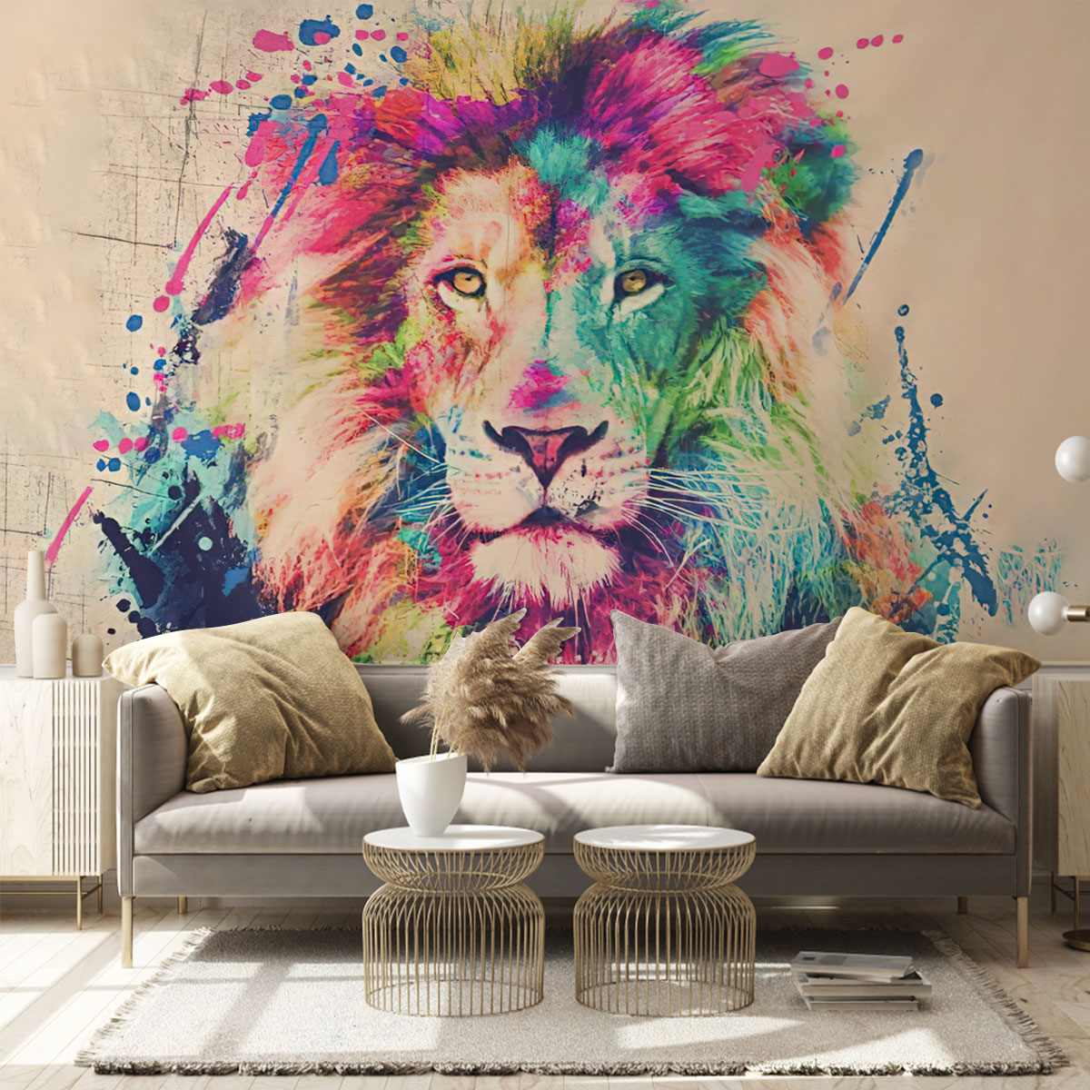 Watercolor Lion Wall Mural_1_2.1