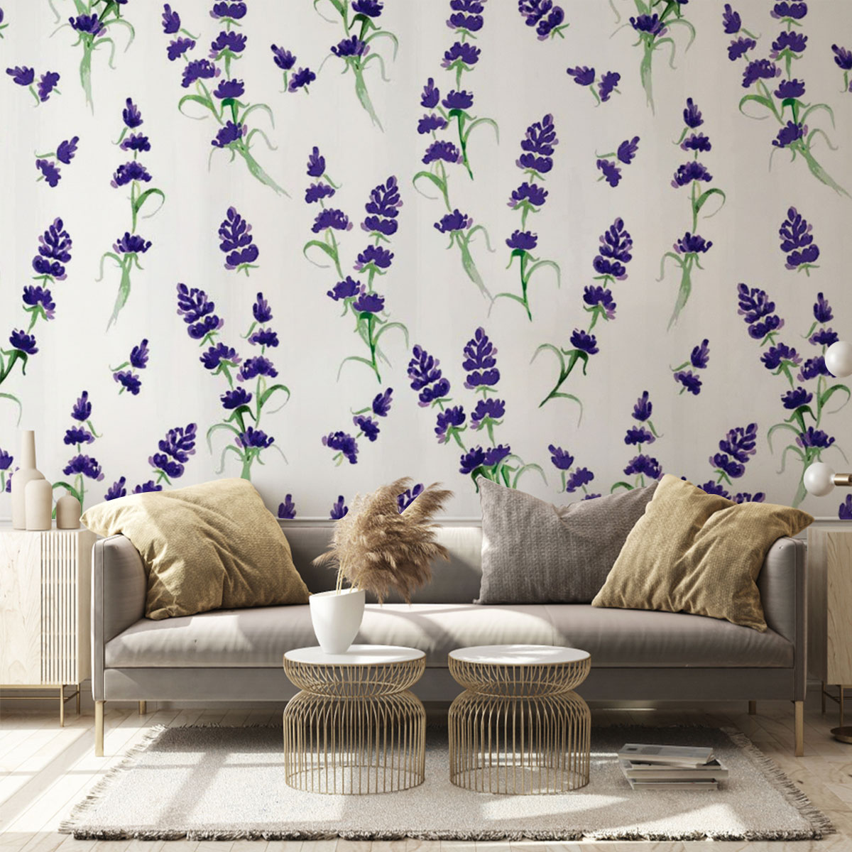White Classic Lavender Wall Mural_1_2.1