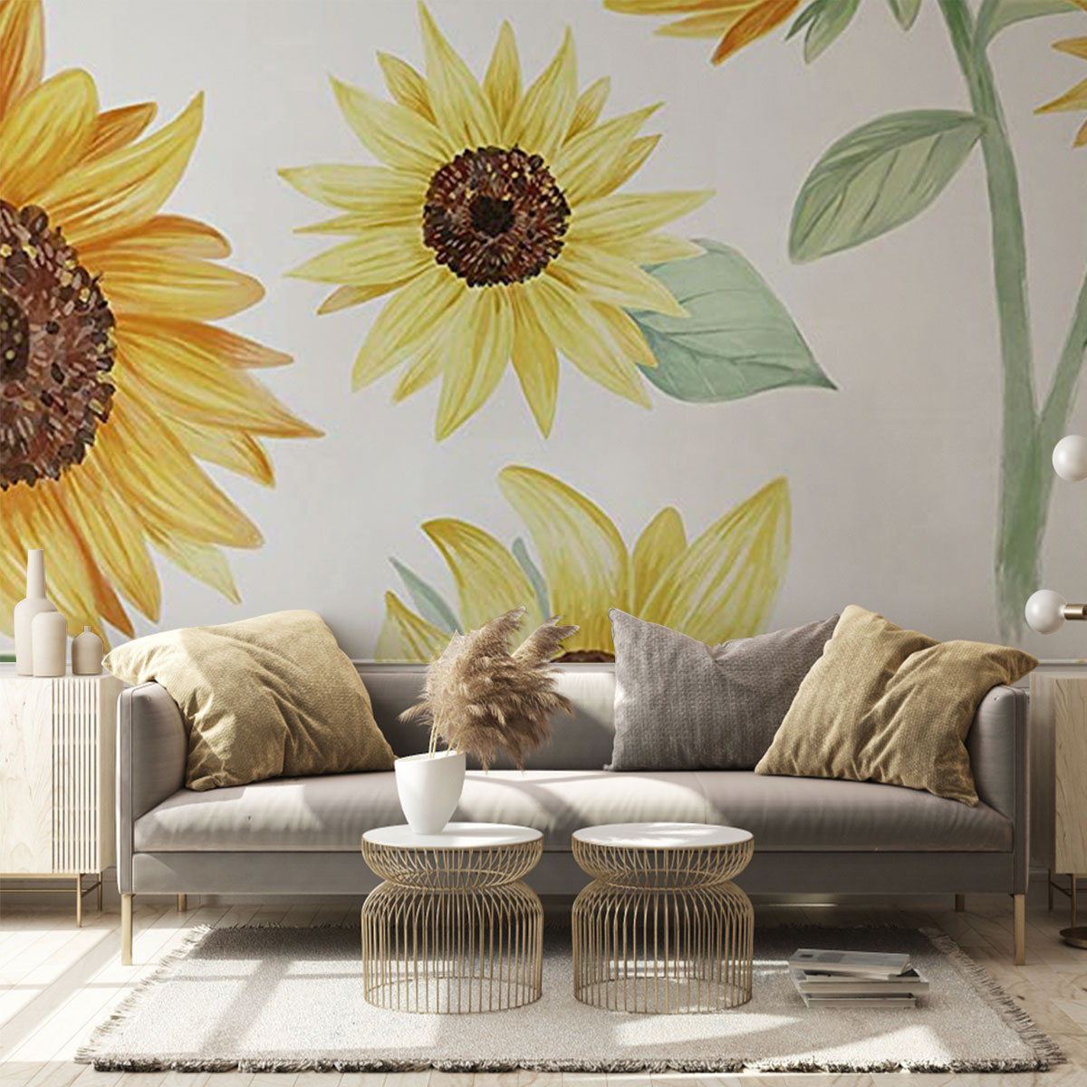 White Sunflower Wall Mural_1_2.1