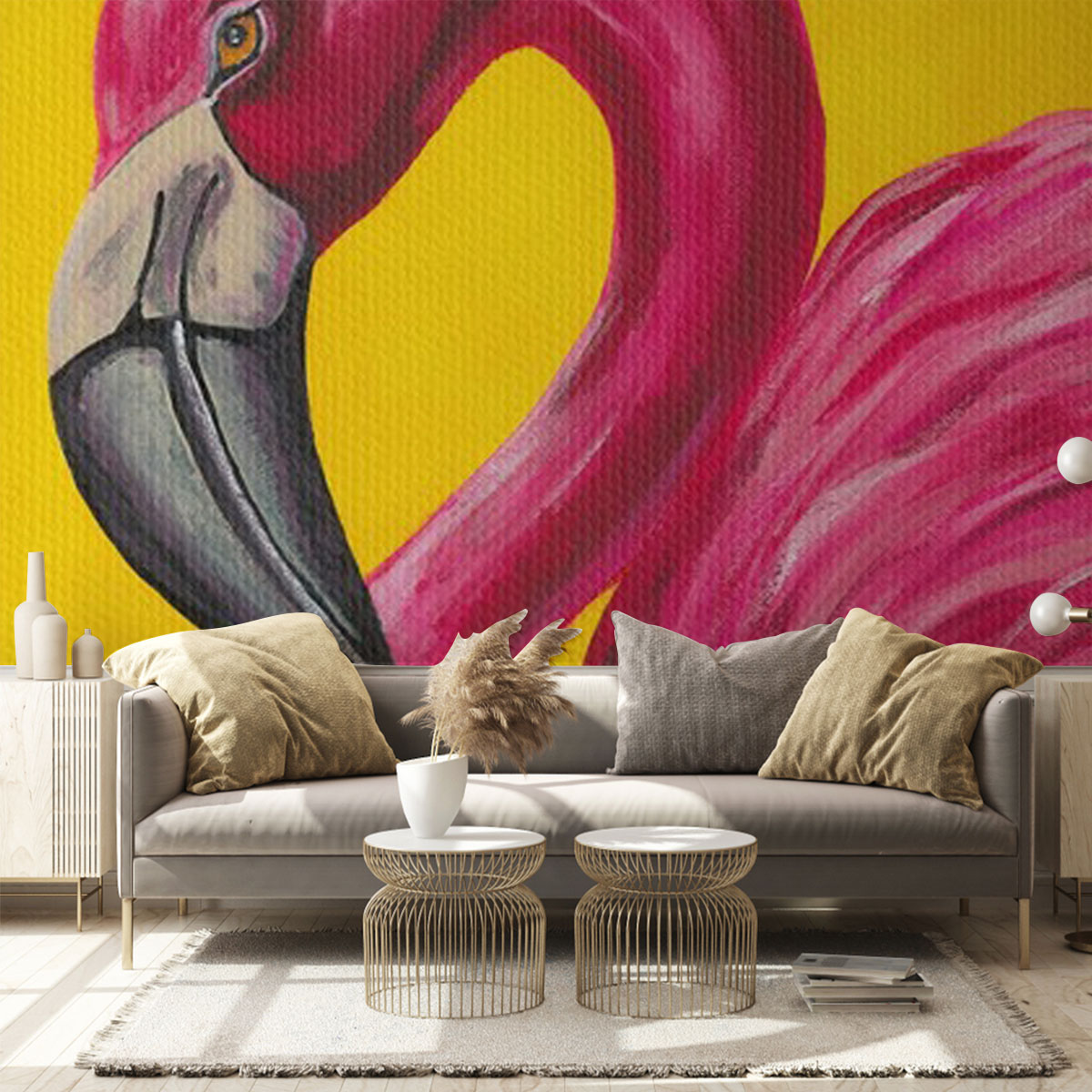 Yellow Flamingo Wall Mural_1_2.1