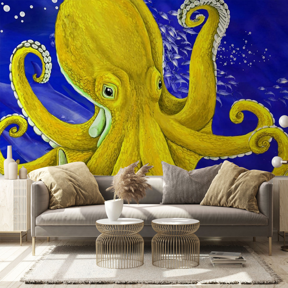 Yellow Octopus Wall Mural_1_2.1